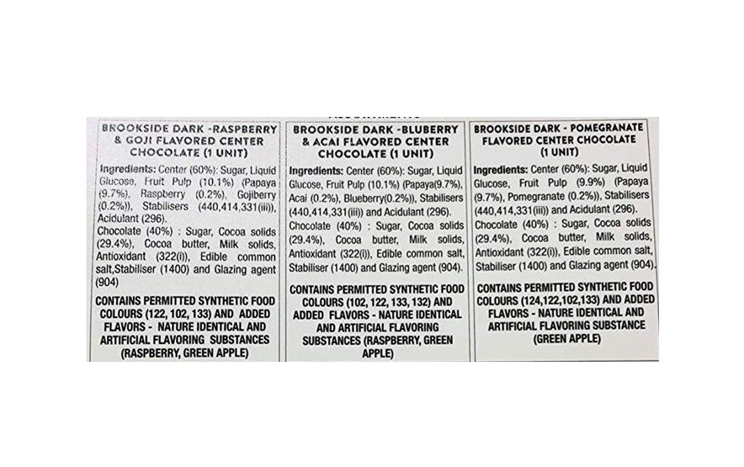 Brookside Exotic Chocolates (Pomegranate, Blueberry & Acai, Raspberry & Goji)   Box  90 grams
